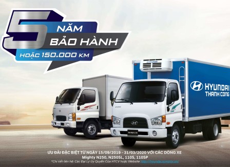 Chương trình “Tăng thời gian gói bảo hành cho các dòng xe Hyundai New Mighty N250/N250SL và New Mighty 110S/ 110SP”